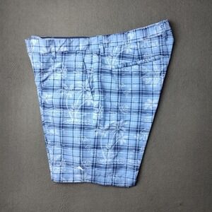 Tommy Bahama Shorts Mens 36 Blue Plaid 8" Tropical Stretch Nylon Marlin Casual